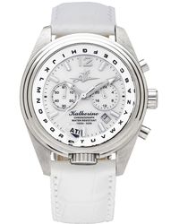 Abingdon Co. - Katherine Chronograph White Leather Strap Steel Watch 40mm - Lyst