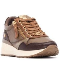 Xti - Leather Wedge Lace-up Carmela Collection Sneakers - Lyst