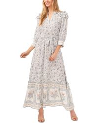 Cece - Floral Long Sleeve Maxi Dress - Lyst