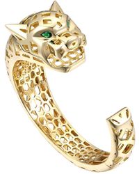Rachel Glauber - Luxurious 14k Plated Sterling Silver Jaguar Open Cuff Bangle Bracelet - Lyst