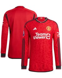 adidas - Manchester United 2023/24 Home Authentic Long Sleeve Jersey - Lyst