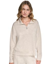 DKNY - Mock-neck Half-zip Stretch-scuba Sweatshirt - Lyst