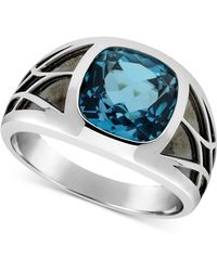 Macy's London Blue Topaz Ring (5-5/8 Ct. T.w.) In Sterling Silver & Black Rhodium-plate - Metallic