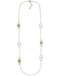 Alfani Gold-tone Intersect Station Necklace, 40" + 2" Extender, Created For Macy's - Metallic