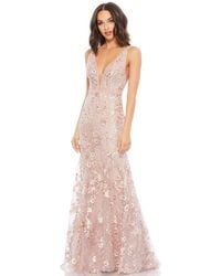 Mac Duggal - Floral Embellished Sleeveless Plunge Neck Gown - Lyst