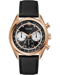Guess - Black Leather Multi-function Watch - Lyst