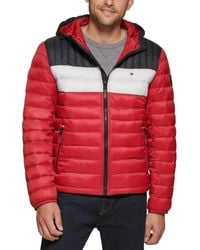Tommy Hilfiger - Quilted Color Blocked Hooded Puffer Jacket - Lyst