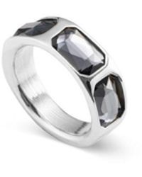 Uno De 50 - Three Faceted Crystals Emerald Cut Metal Alloy Ring - Lyst