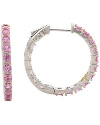 SUZY LEVIAN NEW YORK - Suzy Levian Sterling Silver Sapphire & Created White Sapphire Inside Out Hoop Earrings - Lyst
