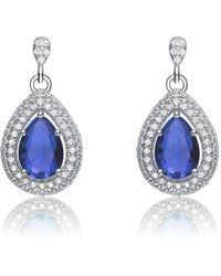 Genevive Jewelry - Sterling Silver White Gold Plated Cubic Zirconia Pear Drop Earrings - Lyst