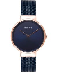 Bering Classic Blue Stainless Steel Mesh Bracelet Watch 31mm