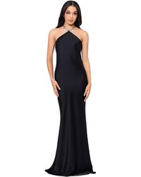 Betsy & Adam - Pave-bead Satin Halter Gown - Lyst