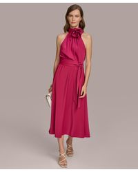 Donna Karan - Halter-neck Sleeveless A-line Midi Dress - Lyst