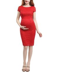 Kimi + Kai - Kimi + Kai Maternity Lace Midi Dress - Lyst