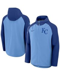 Nike - Light Blue/royal Kansas City Royals Authentic Collection Raglan Performance Full-zip Jacket - Lyst