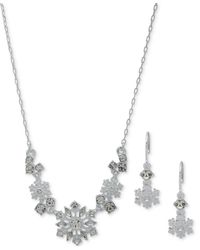 Anne Klein - Silver-tone Snowflake Statement Necklace & Drop Earrings Set - Lyst