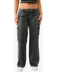 True Religion - Nathalie Relaxed Big T Cargo Jeans - Lyst