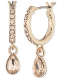 Givenchy - Tear-shape Crystal Charm Pave Hoop Earrings - Lyst
