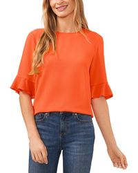 Cece - Ruffled Cuff 3/4-sleeve Crew Neck Blouse - Lyst