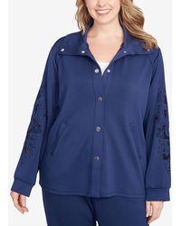 Ruby Rd. - Plus Size Embroidered Floral Cutout Snap Jacket - Lyst