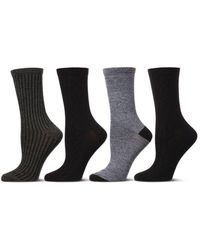 Memoi - 4 Pair Pack Textured Buttersoft Crew Socks - Lyst