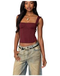 Edikted - Marcella Wide Strap Mesh Corset Top - Lyst