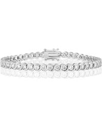Simona - Radiant Round Cz Polished Wave Design Tennis Bracelet - Lyst