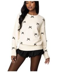 Edikted - Satin Bow Oversized Sweater - Lyst