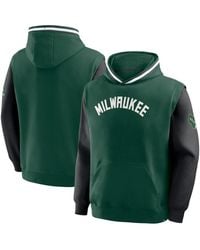 Fanatics - Hunter Green/black Milwaukee Bucks Half Court Shot Clock Fastbreak Hoodie - Lyst