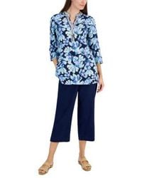 Charter Club - Morning Bloom Linen Tunic 100 Linen Solid Cropped Pull On Pants Created For Macys - Lyst