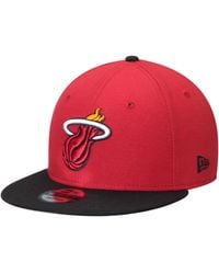 KTZ - Red And Black Miami Heat 2-tone 9fifty Adjustable Snapback Hat - Lyst