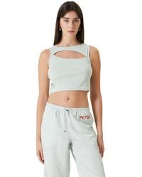 Pcfg - Ribbed Stretch Cotton-blend Cropped Tank Top - Lyst