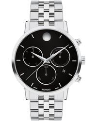 Movado - Museum Classic Swiss Quartz Chrono Silver Tone Stainless Steel Watch 42mm - Lyst