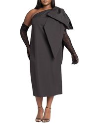 Eloquii - Plus Size One Shoulder Bow Column Dress - Lyst