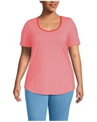 Lands' End - Plus Size Short Sleeve Power Performance Scoop Neck Curved Hem Tunic Tee - Lyst