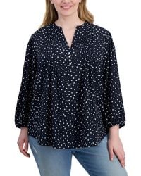 Tommy Hilfiger - Plus Size Dot Print Pintuck 3/4-sleeve Top - Lyst