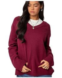 Edikted - Martha Oversized V Neck Sweater - Lyst