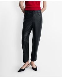 Mango - Leather-effect Straight Trousers - Lyst