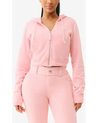 True Religion - Raw Edge Big T Shrunken Hoodie Sweatshirt - Lyst