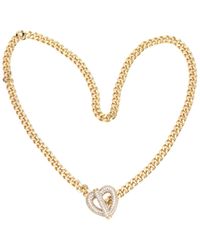 By Adina Eden - Pave Heart toggle Cuban Link Necklace - Lyst