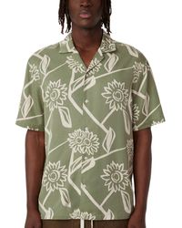 Frank And Oak - Short Sleeve Floral Print Button-front Shirt - Lyst
