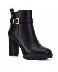 Xti - Block-heel Round-toe Ankle Booties - Lyst