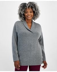 Style & Co. - Plus Size Solid Shawl-collar Tunic Sweater - Lyst