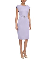 Calvin Klein - Petite Short-sleeve Hardware Sheath Dress - Lyst