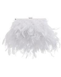 Nina - All Over Feather Frame Clutch - Lyst