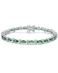 Genevive Jewelry - Sterling Silver White Gold Plated Colored Marquise Cubic Zirconia Tennis Bracelet - Lyst
