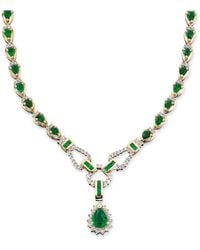Macy's Sapphire (12-1/3 Ct. T.w.) And Diamond (1-1/5 Ct. t.w.)Toggle Necklace In 14k White Gold (also In Ruby) - Green