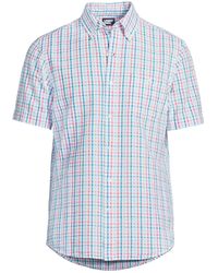 Lands' End - Traditional Fit Short Sleeve Seersucker Shirt - Lyst