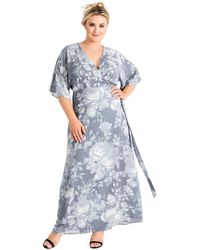 Standards & Practices - Plus Size Floral Chiffon Kimono Wrap Dress Maxi Length - Lyst