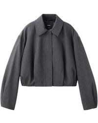 Mango - Pinstripe Bomber Oversized Cropped Jacket - Lyst